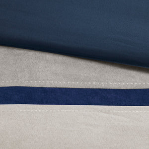 7 Piece Faux Suede Comforter Set Blue California King