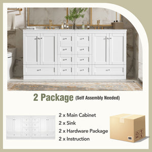 Shaker Free Standing Bathroom Vanity Cabinet & Sink, Soft Close Drawers, Soft Close Doors
