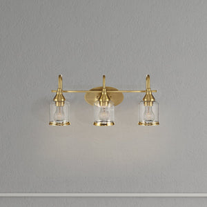 3 Lights Brush Vanity Light - Clear / Gold