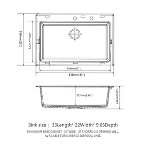 Quartz Kitchen Sink, Granite Composite, Drop In Sink With Durable Design