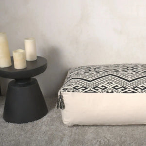 Kiki Rectangular Pouf Ottoman Floor Cushion Natural Black