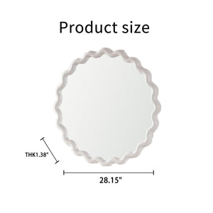 White Scalloped Round Wall Mirror