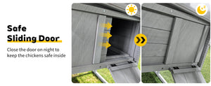 141" Gray Large Wooden Chicken Coop with Nesting Box