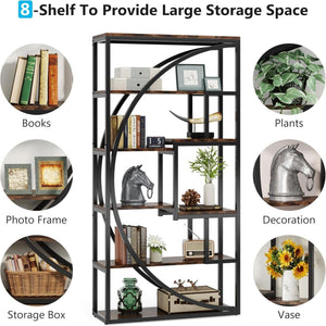 5 Tier Etagere Bookshelf With 8 Open Shelves Organizer For Living Room