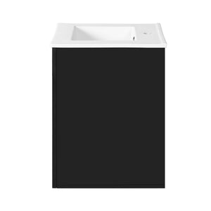 Modern Wall Mounted Bathroom Cabinet With Side Shelf And Ceramic Sink