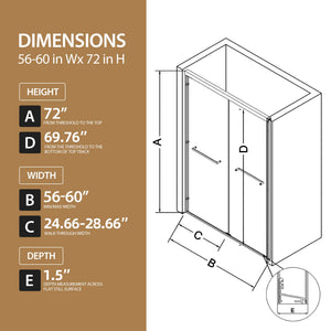 56"-60" W x 72" H Matte Shower Door
