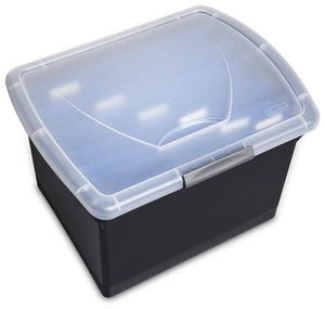 Sterilite Latching Letter Size File Box Clear Lid w/Handle, Black | 18789004