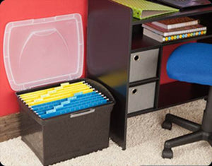 Sterilite Latching Letter Size File Box Clear Lid w/Handle, Black | 18789004