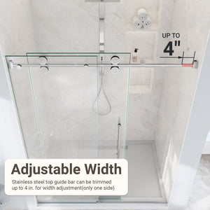 56-60"W x 72"H Frameless Single Sliding Shower Door