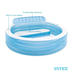 Intex Swim Center Round Inflatable Above Ground Family Lounge Outdoor Pool, Blue