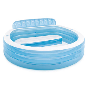 Intex Swim Center Round Inflatable Above Ground Family Lounge Outdoor Pool, Blue