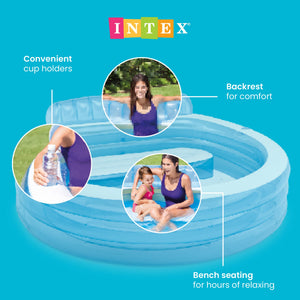 Intex Swim Center Round Inflatable Above Ground Family Lounge Outdoor Pool, Blue