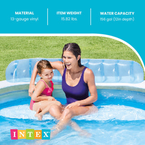 Intex Swim Center Round Inflatable Above Ground Family Lounge Outdoor Pool, Blue