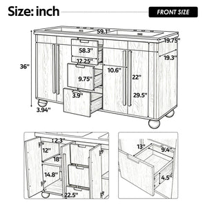 Double Sink Bathroom Vanity With Sinks, Soft Close Doors & 3 Drawers - Wood