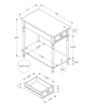 Accent Side Table, 2 Tier, Storage Drawer, Stylish Traditional Design