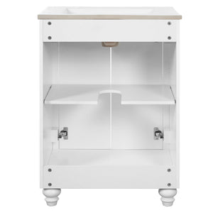 Bathroom Vanity With Ornate Elliptical Motif, Soft Close Hinges