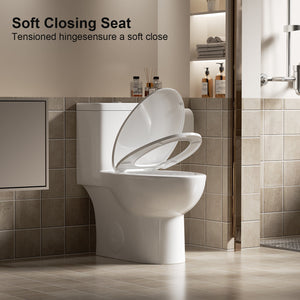 1.1/1.6 GPF Tornado Flush One-Piece Toilet with Comfort Chair Seat