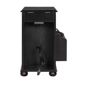 Vintage Flip Top Side Table With USB Ports
