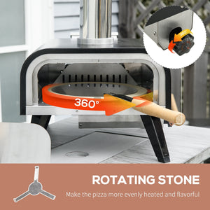 Outsunny Outdoor Pizza Oven with 12" Rotating Stone and Foldable Legs