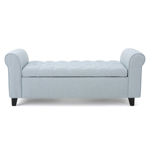 Hayes Contemporary Armed Storage Bench with Rolled Arms and Button Tufting
