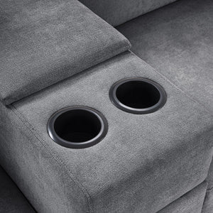 Modular 5 Seat U-Shape Sectional Sofa With Chaise Lounge, Built In Cup Holders And Storage Drawer