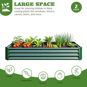 Premium Galvanized Metal Raised Garden Bed Set of 2