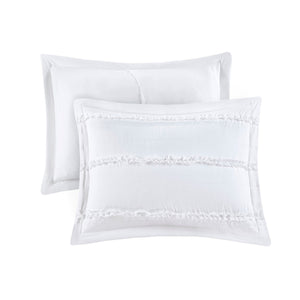 5 Piece Microfiber Ruffled Comforter Set White California King