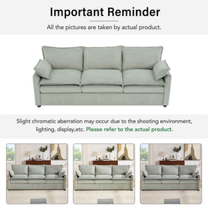 Modern Sofa Set With Double Layer Cushion And Side Storage Pockets