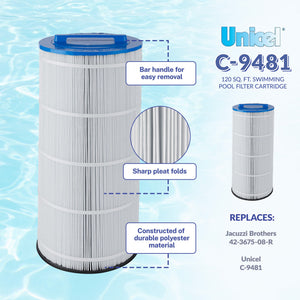 Unicel C-9481 Replacement 120 Sq Ft Swimming Pool Filter Cartridge, 218 Pleats - TRAPSKI
