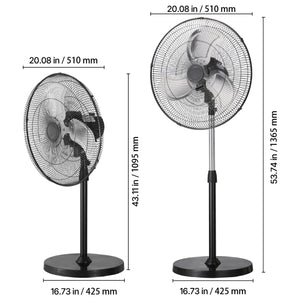18" Industrial Pedestal Fan 3-Speed Oscillating Fan with Adjustable Height