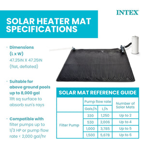 Intex Above Ground Swimming Pool Water Heater Solar Mat 28685E, Black (2 Pack)