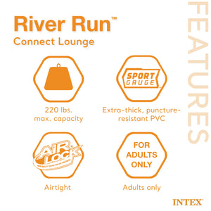 Intex River Run Single Person Inflatable Connecting Floating Lounge Tube Chair