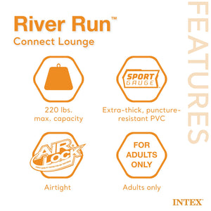 Intex 58854EP River Run Connect Lounge Inflatable Floating Water Tube (5 Pack)