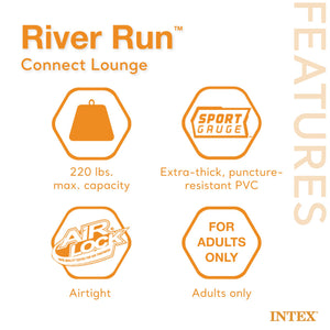 Intex 58854EP River Run Connect Lounge Inflatable Floating Water Tube (2 Pack)