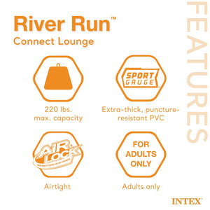 Intex 58854EP River Run Connect Lounge Inflatable Floating Water Tube (2 Pack)