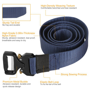 Men Military Belt Adjustable Tactical Belt Combat Waistband w/Metal Buckle Nylon Training Belt