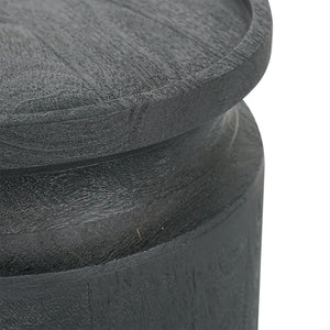 Black Wooden Cylinder Side Table