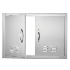 BBQ Access Door, 30W x 21H Inch Double Stainless Steel Outdoor Kitchen Door