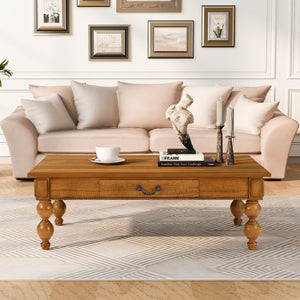 Rectangular Wooden Coffee Table with Storage Drawer