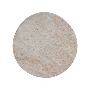 Outdoor / Indoor Lightweight Concrete Side Table With Travertine - Beige