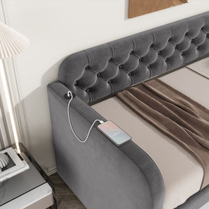 Upholstered Daybed With Trundle And USB Charging Design