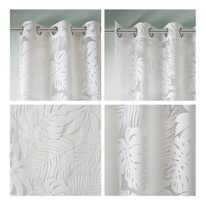 Palm Leaf Burnout Sheer Window Curtain White 50x63