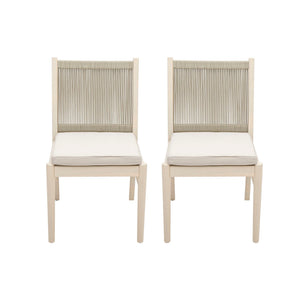 Cordoba Dining Chair Set of 2 - Comfortable Armless Chairs - Beige