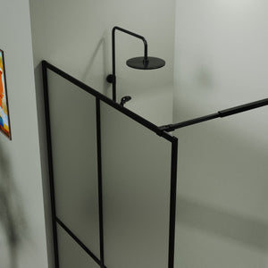 Shower Screen Door Frost Tempered Glass - Black