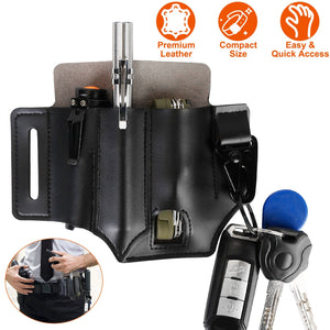 Multi-tool Sheath for Belt Leather EDC Pocket Organizer for Men EDC Leather Pouch Flashlight Sheath