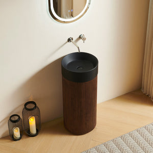 JINBO 16" Freestanding Cylindrical Bathroom Vanity Cabinet