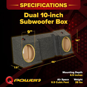 QPower Dual 10" Sealed Downfire Sub Box for GMC and Chevy Avalanche, All Years - TRAPSKI