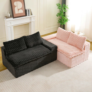 Multifunctional Sofa Pink Black, Fits 4 People