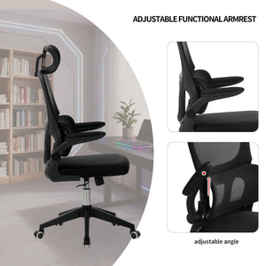 High Back Ergonomic Swivel Rolling Office Chair With Tilt Function, 3D Headrest, Lumbar Support - Black