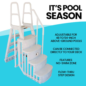 Main Access Above Ground Swimming Pool Step Ladder with Smart LED Light & Remote